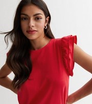New Look Red Cotton Frill Sleeve Vest